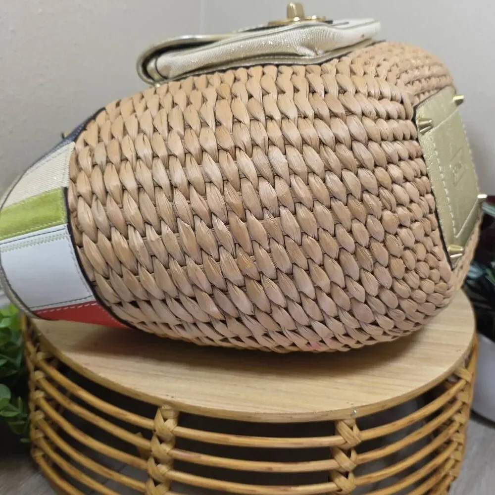 Coach Rare Vintage Legacy Lily Straw Tote - Picture 8 of 16